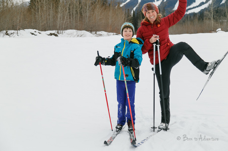 Mother Son Cross Country Skiing
