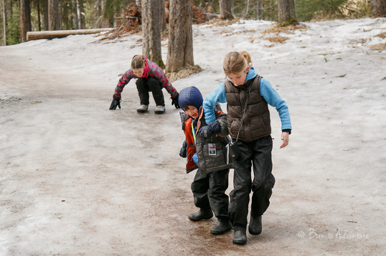 Kids in Johnston Canyon