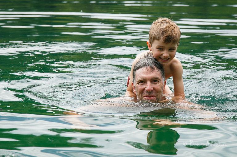 swimming on Dads Back