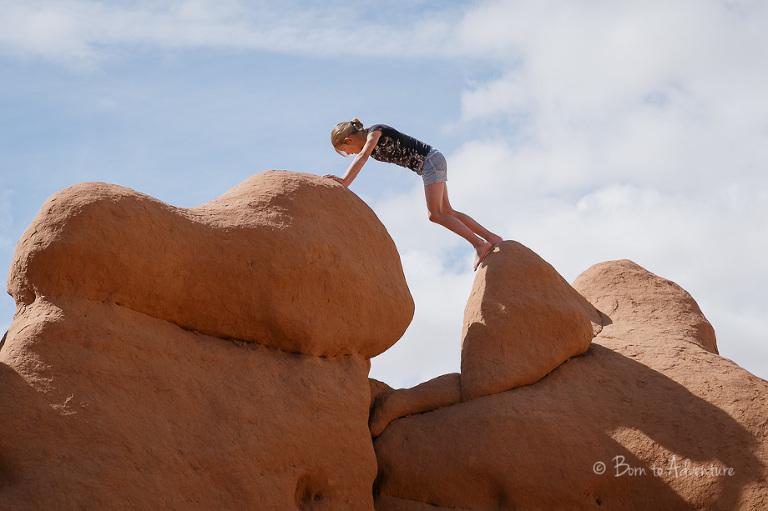 Child climbing at Goblin State Park