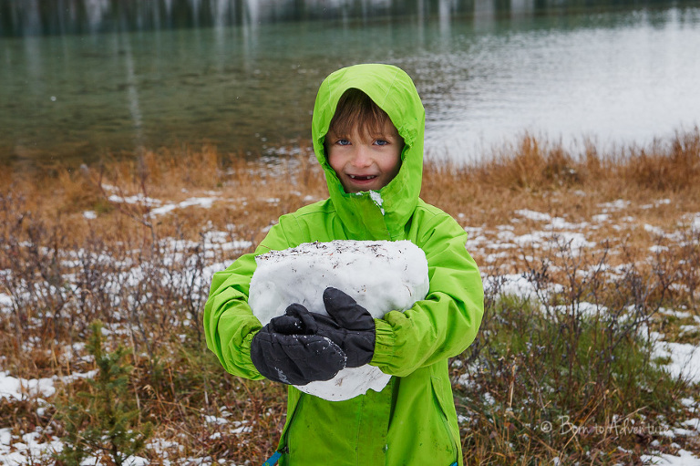 Child with a snowball