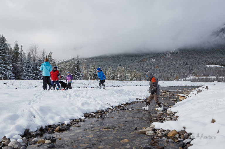 Hiking in the snow in Kananaskis
