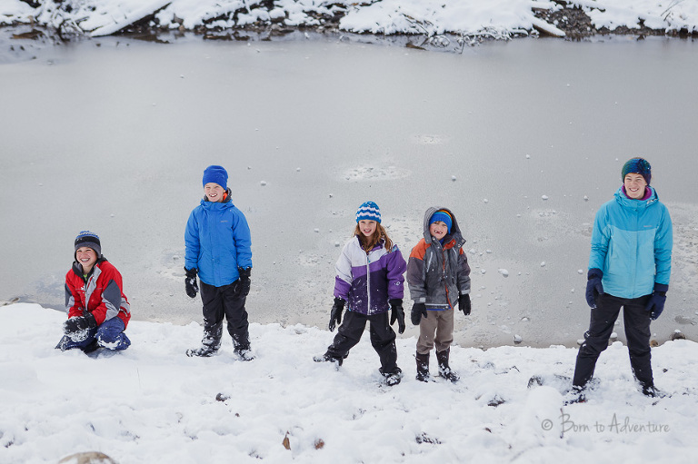 kids Waiting to be hit by a snowball