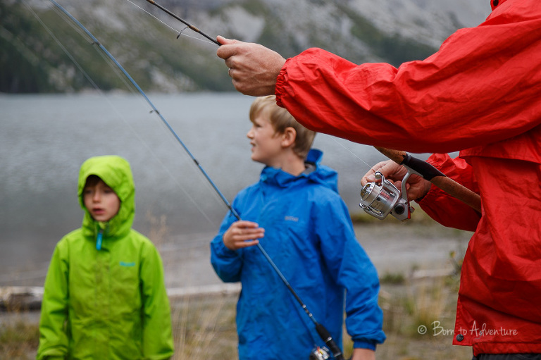 Boys fishing with their Dad