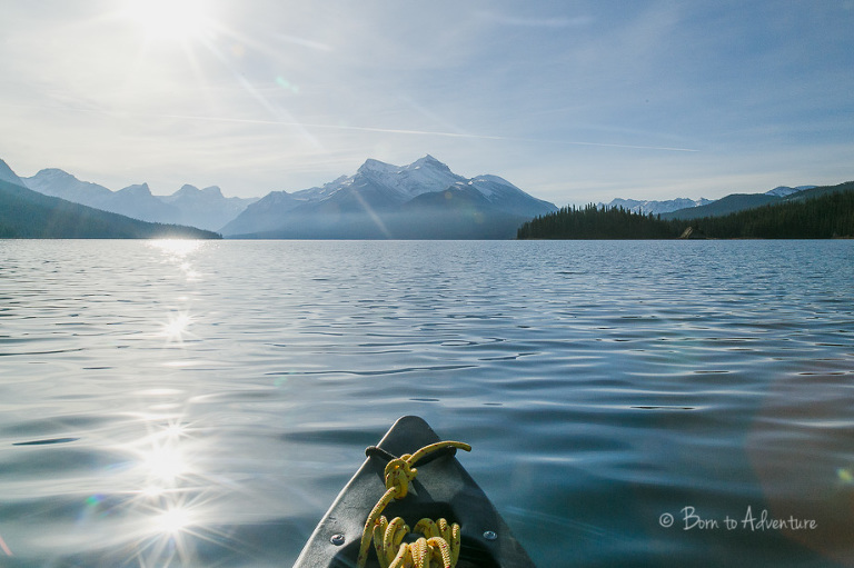 Canoeing on Maligne Lake
