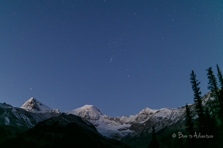Night sky at Maligne Lake