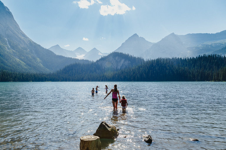 kids swimming at lower elk lake