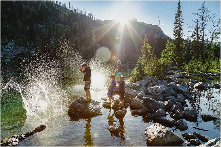 throwing rocks into tanglefoot lake