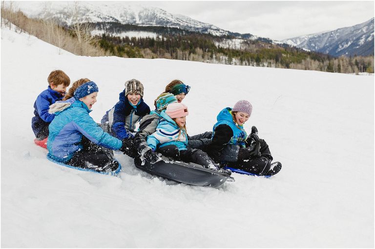 Kids Tobogganing Fernie