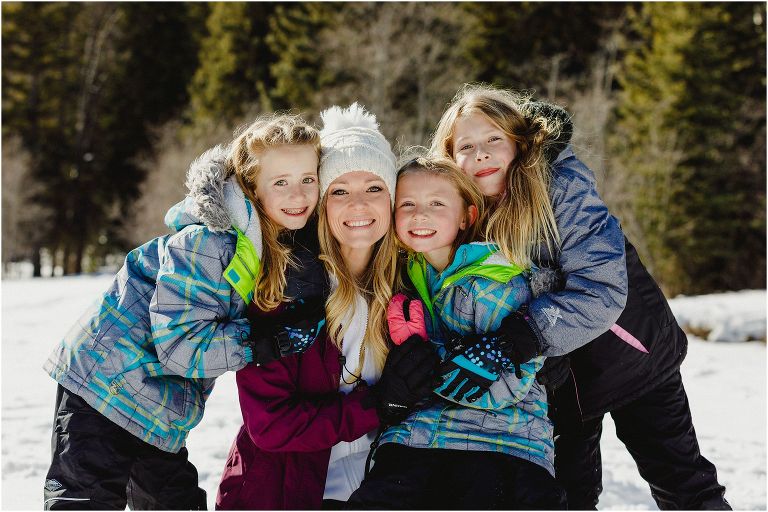 mom and daughters portrait