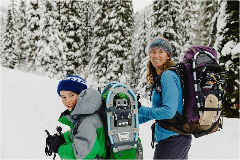 Family snowshoeing