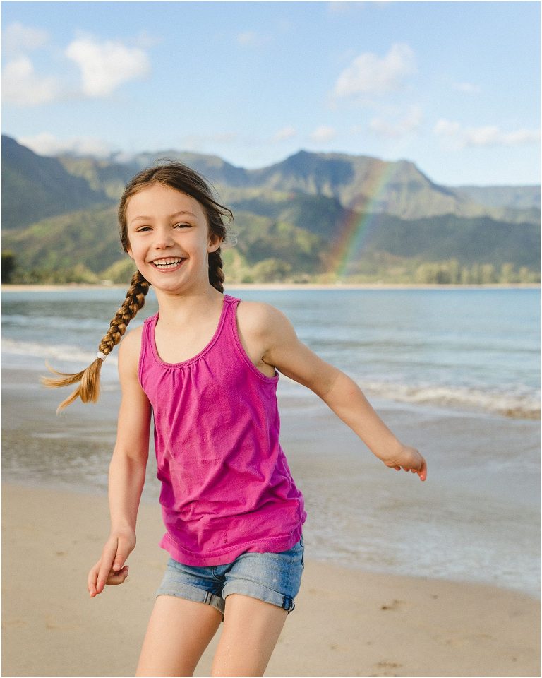 Playing at Hanalei beach Hawaii