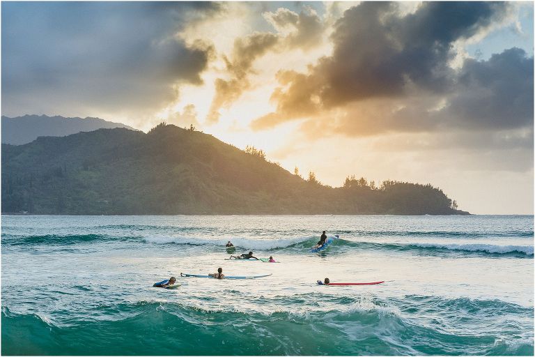 Surfing Hanalei Bay Kauai