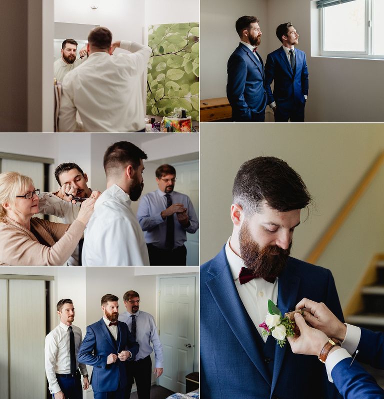 Groom getting ready