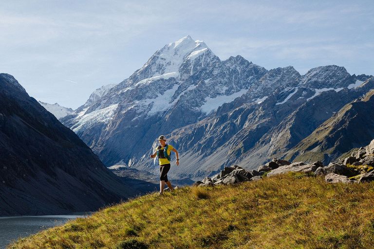 Mountain running Hooker Valley