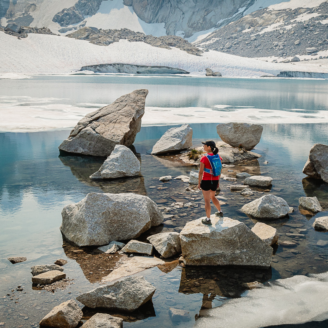 Ultimate Direction Trail running pack in the Bugaboos